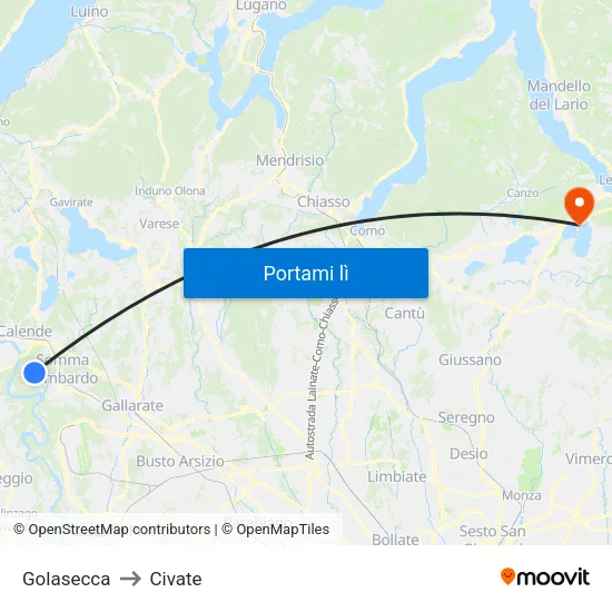 Golasecca to Civate map