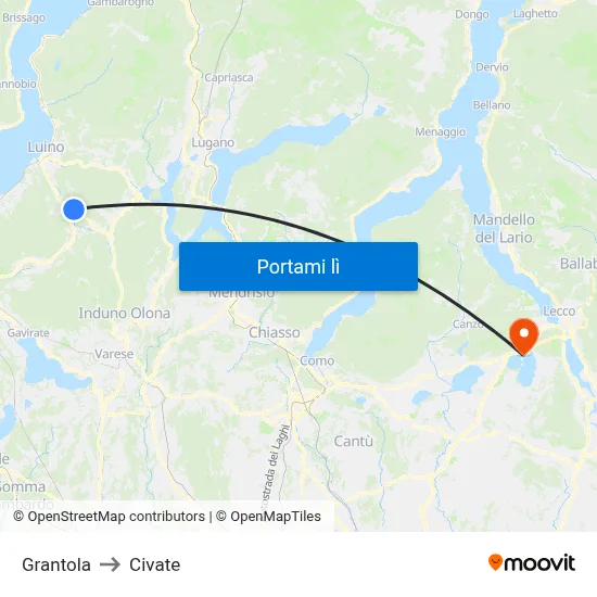 Grantola to Civate map