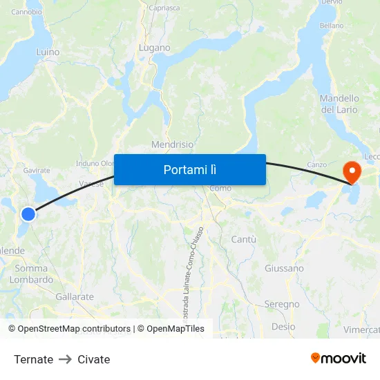 Ternate to Civate map