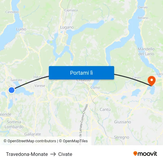 Travedona-Monate to Civate map