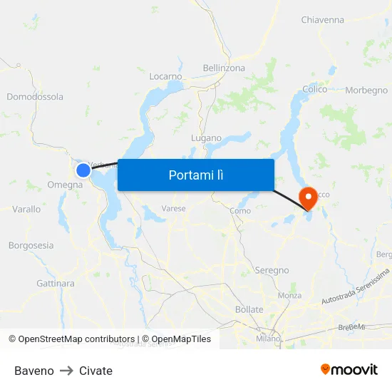 Baveno to Civate map