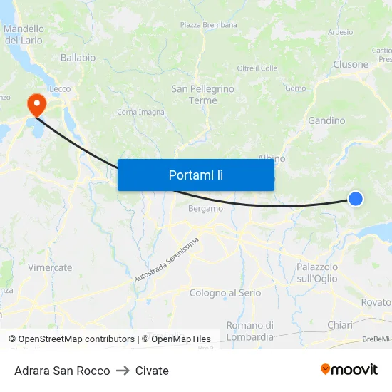 Adrara San Rocco to Civate map