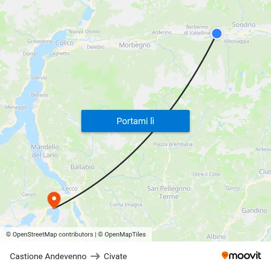 Castione Andevenno to Civate map
