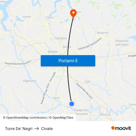 Torre De' Negri to Civate map