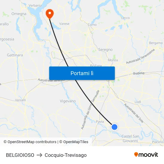 BELGIOIOSO to Cocquio-Trevisago map