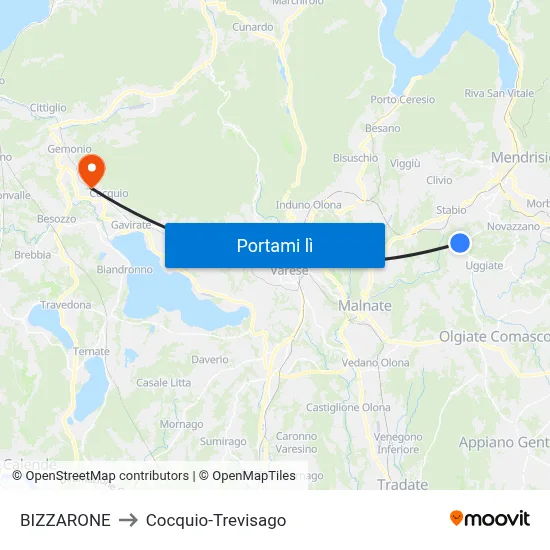 BIZZARONE to Cocquio-Trevisago map