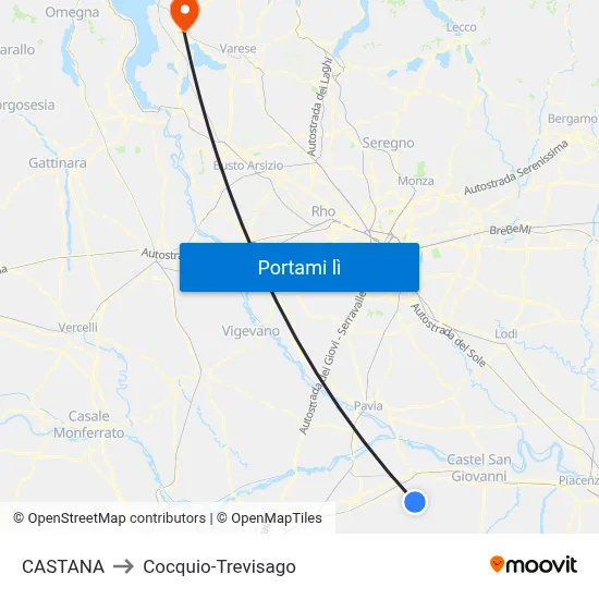 CASTANA to Cocquio-Trevisago map