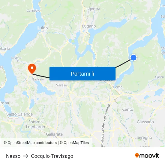 Nesso to Cocquio-Trevisago map