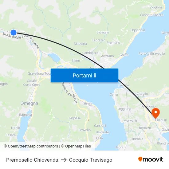 Premosello-Chiovenda to Cocquio-Trevisago map