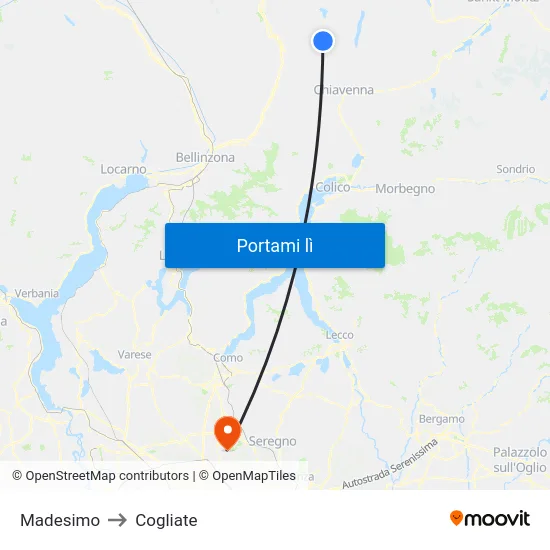 Madesimo to Cogliate map