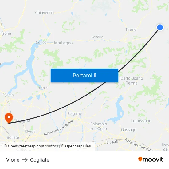 Vione to Cogliate map