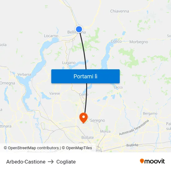 Arbedo-Castione to Cogliate map