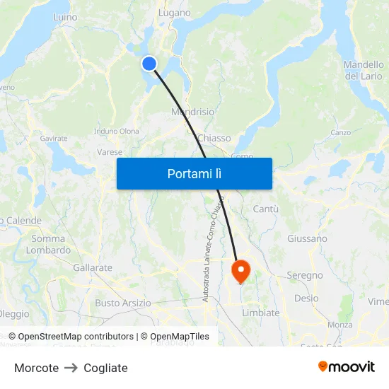 Morcote to Cogliate map