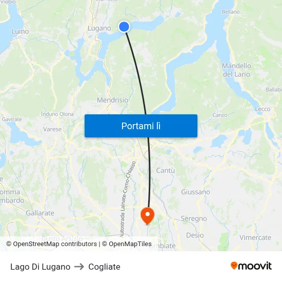 Lago Di Lugano to Cogliate map