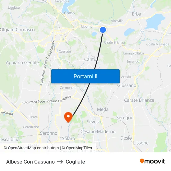 Albese Con Cassano to Cogliate map