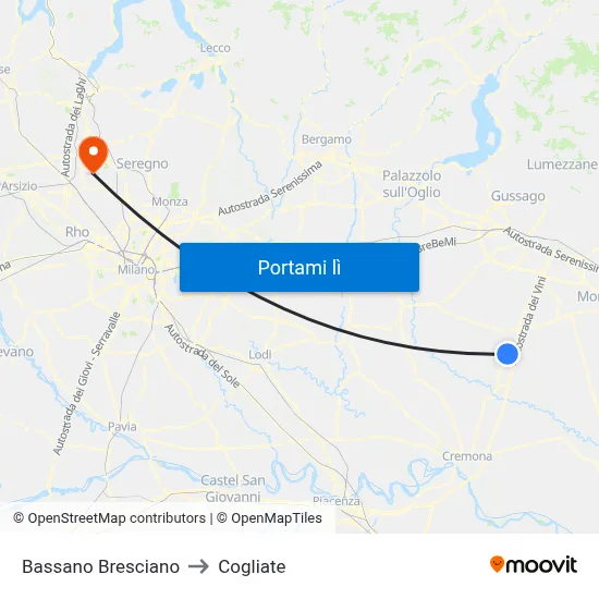 Bassano Bresciano to Cogliate map