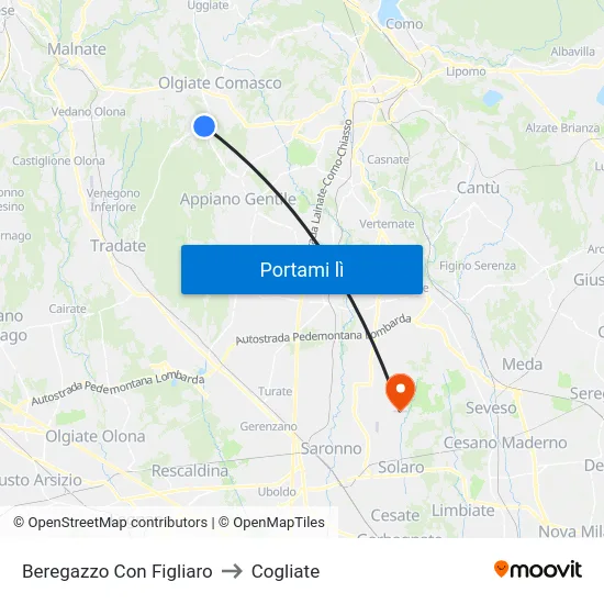 Beregazzo Con Figliaro to Cogliate map