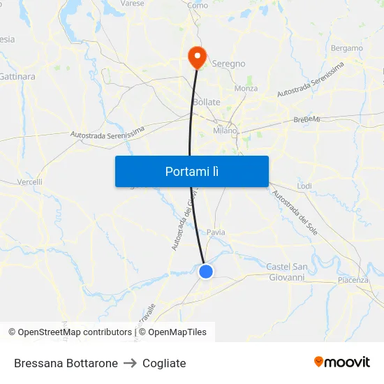 Bressana Bottarone to Cogliate map