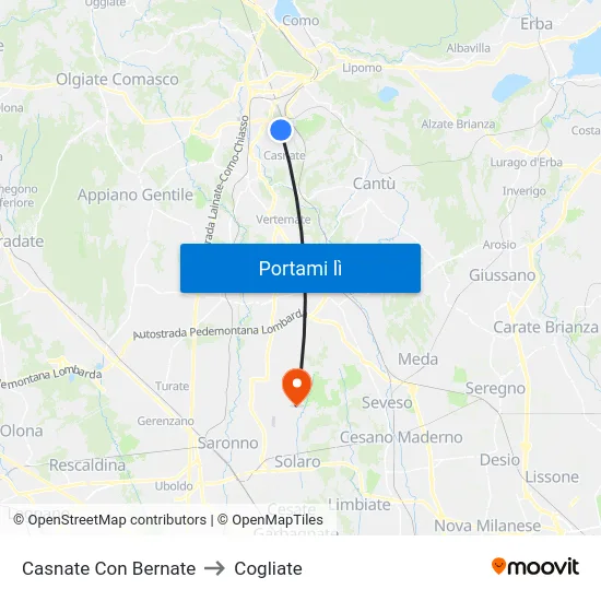 Casnate Con Bernate to Cogliate map