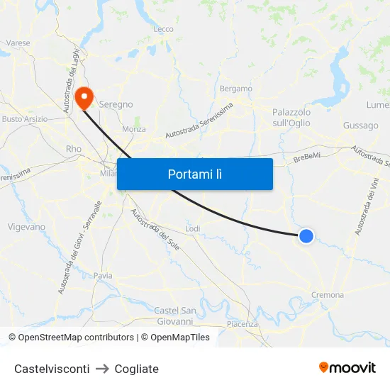 Castelvisconti to Cogliate map