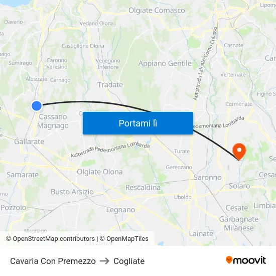 Cavaria Con Premezzo to Cogliate map