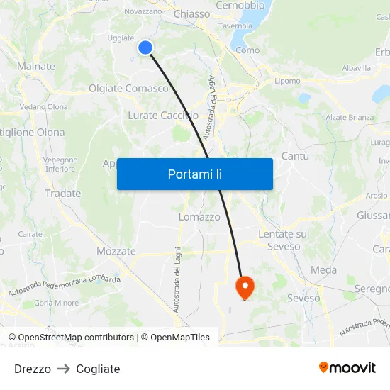 Drezzo to Cogliate map