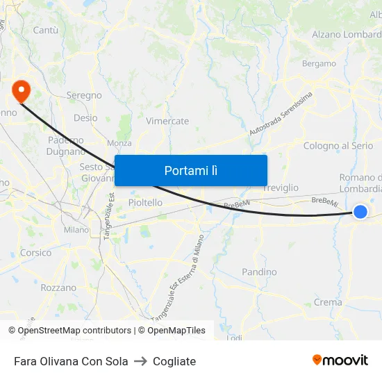 Fara Olivana Con Sola to Cogliate map