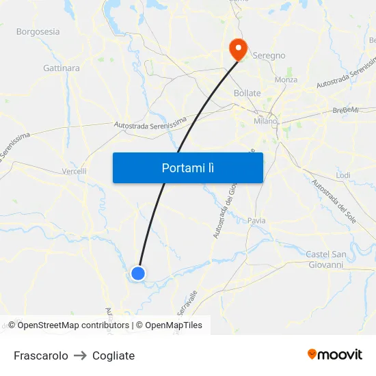 Frascarolo to Cogliate map