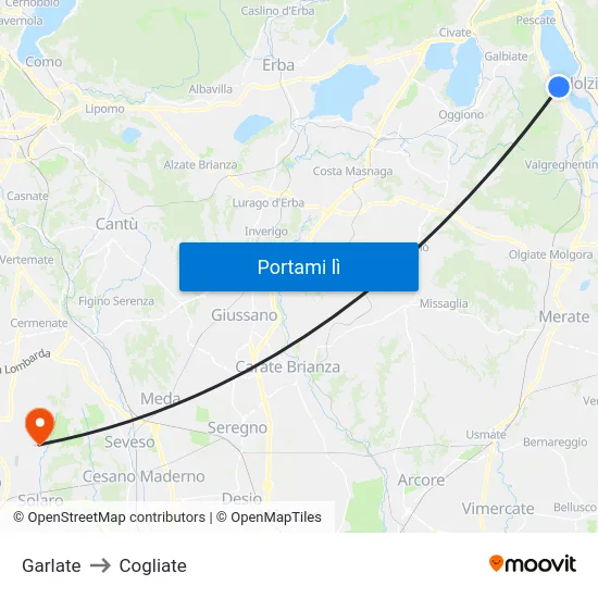 Garlate to Cogliate map