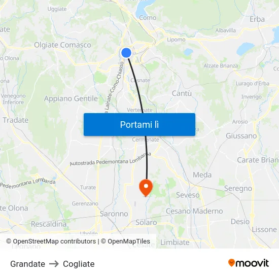 Grandate to Cogliate map
