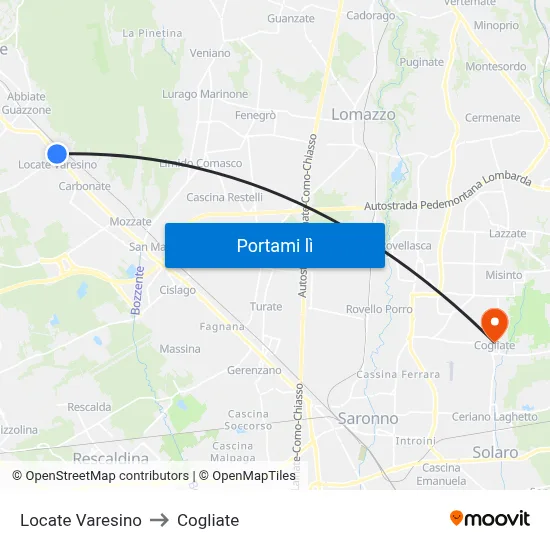 Locate Varesino to Cogliate map
