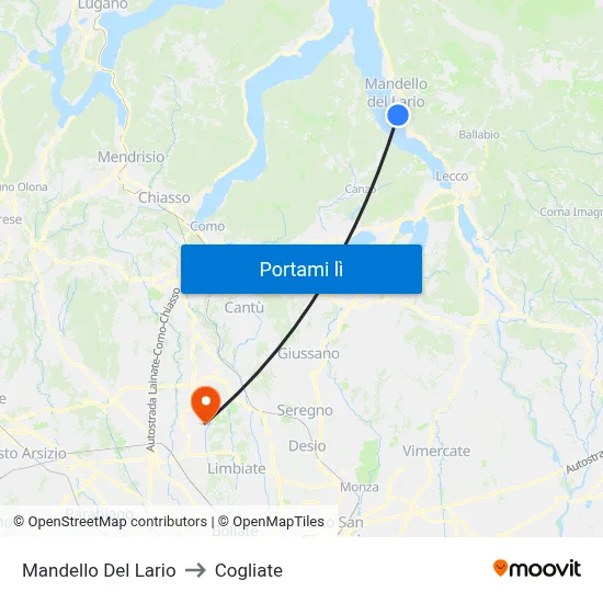 Mandello Del Lario to Cogliate map