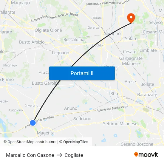 Marcallo Con Casone to Cogliate map