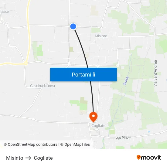 Misinto to Cogliate map