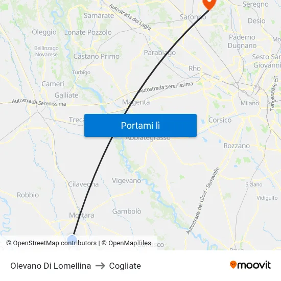 Olevano Di Lomellina to Cogliate map