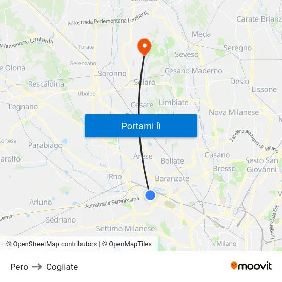 Pero to Cogliate map