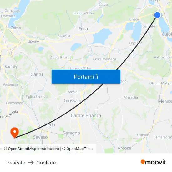 Pescate to Cogliate map