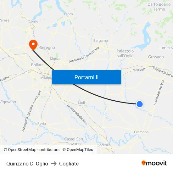 Quinzano D' Oglio to Cogliate map