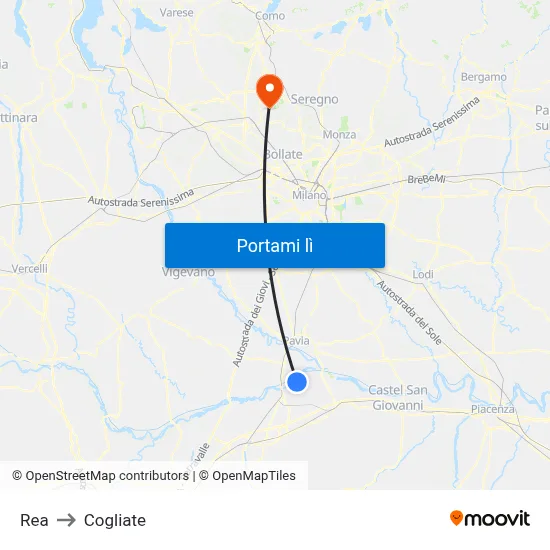 Rea to Cogliate map