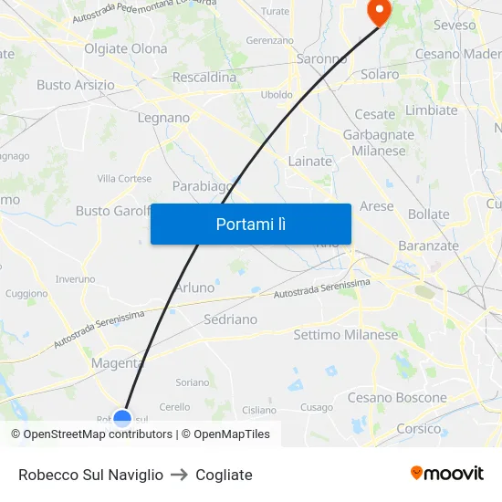Robecco Sul Naviglio to Cogliate map
