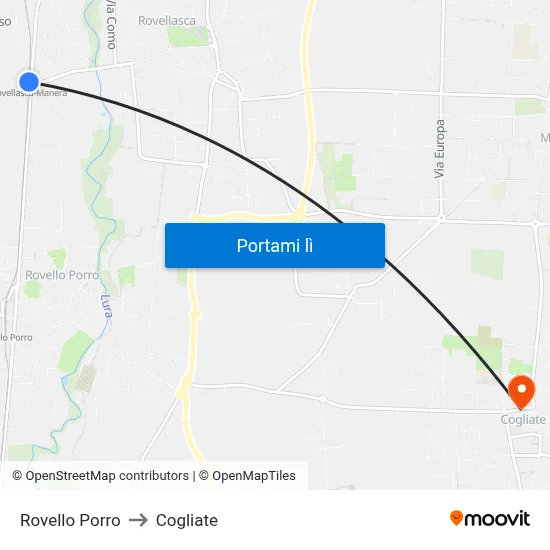 Rovello Porro to Cogliate map