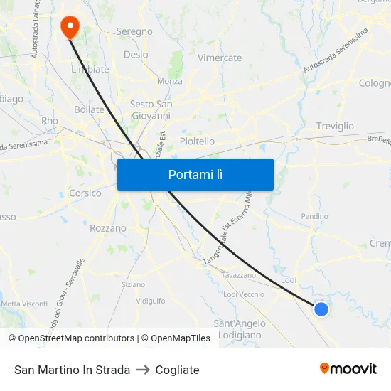 San Martino In Strada to Cogliate map