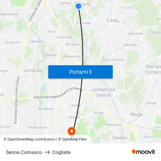Senna Comasco to Cogliate map