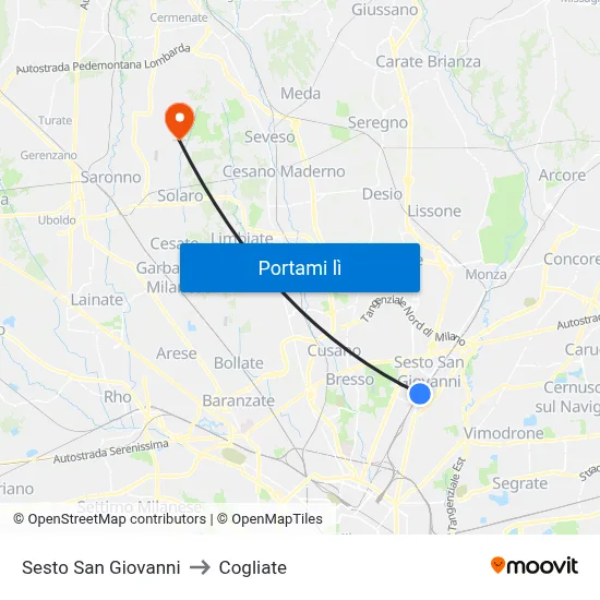 Sesto San Giovanni to Cogliate map