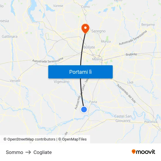 Sommo to Cogliate map