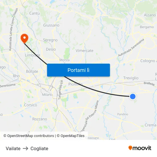 Vailate to Cogliate map
