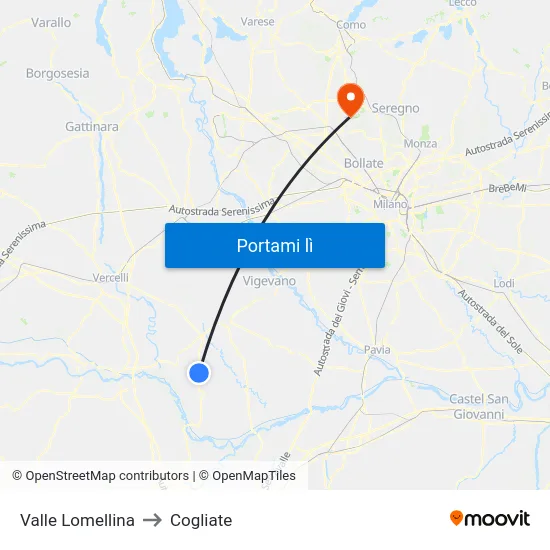 Valle Lomellina to Cogliate map