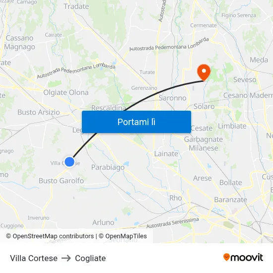 Villa Cortese to Cogliate map