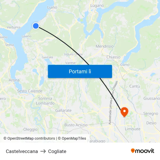 Castelveccana to Cogliate map