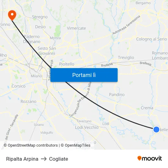 Ripalta Arpina to Cogliate map